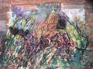 Dorothy, Garden scene collage, recycled materials.JPG